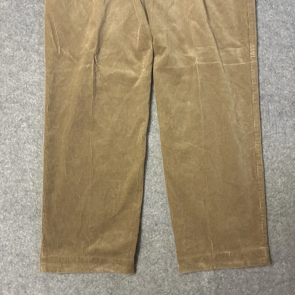 Vintage Polo Ralph Lauren Andrew Pant Mens 36x32 Tan Corduroy Pleated Trousers